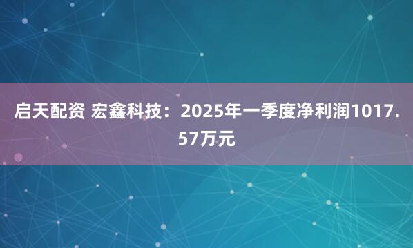 启天配资 宏鑫科技：2025年一季度净利润1017.57万元